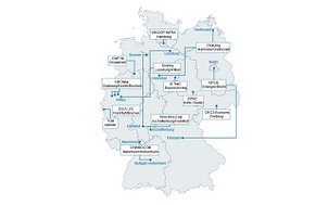 Karte der Bundesrepublik Deutschland mit Projekten zur modernen Chinaforschung