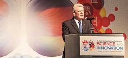 German President Gauck speaks at the Conference in Seoul