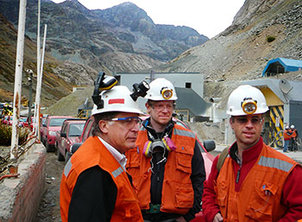 Three men in an copper mine